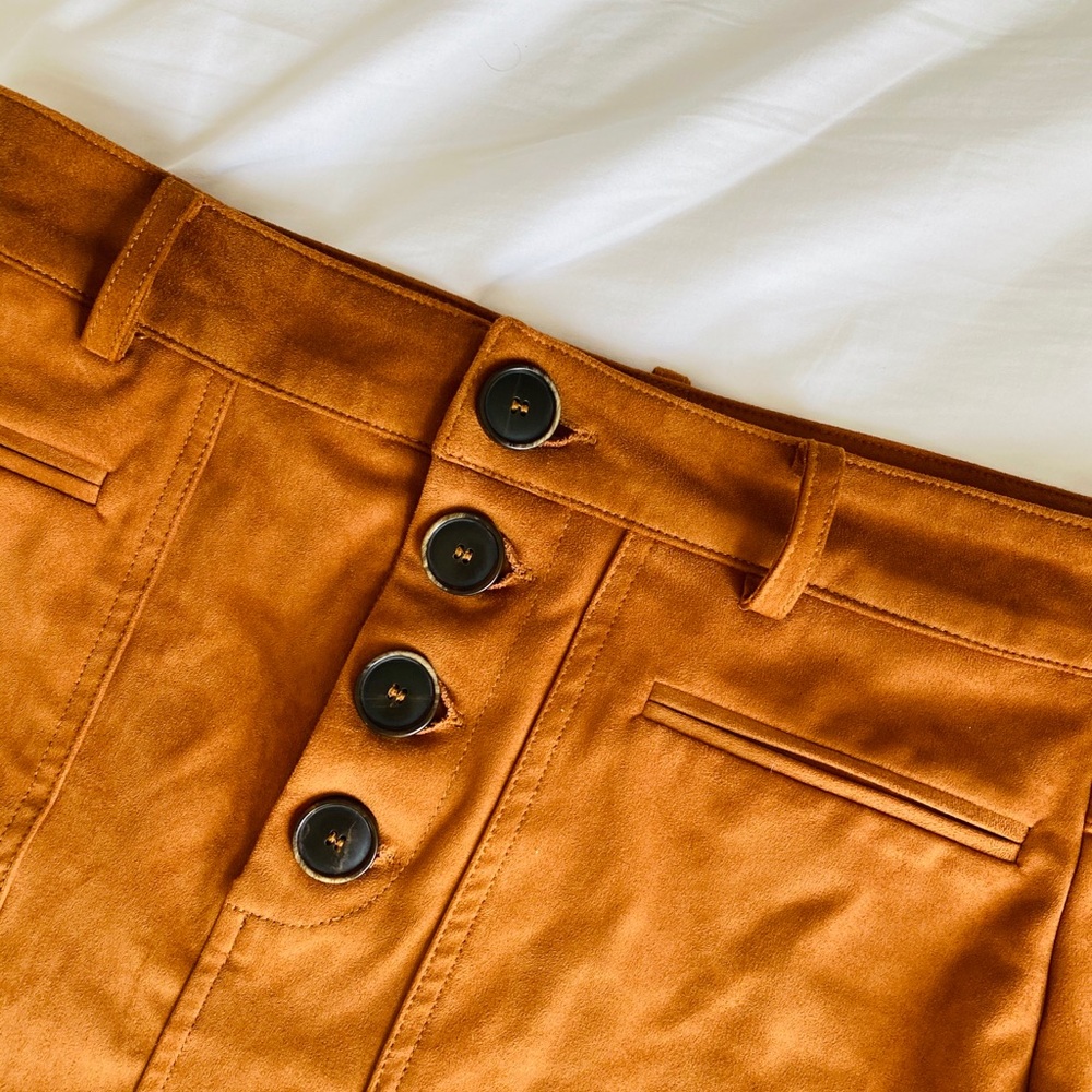 Zara Rust Suede Button Mini Skirt - Picture 6 of 7